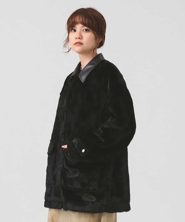レイビームス RBS シャギーコート　ロングコート Ray BEAMS（レイ ビームス）RBS / シアー ラッフル ロング ジレ