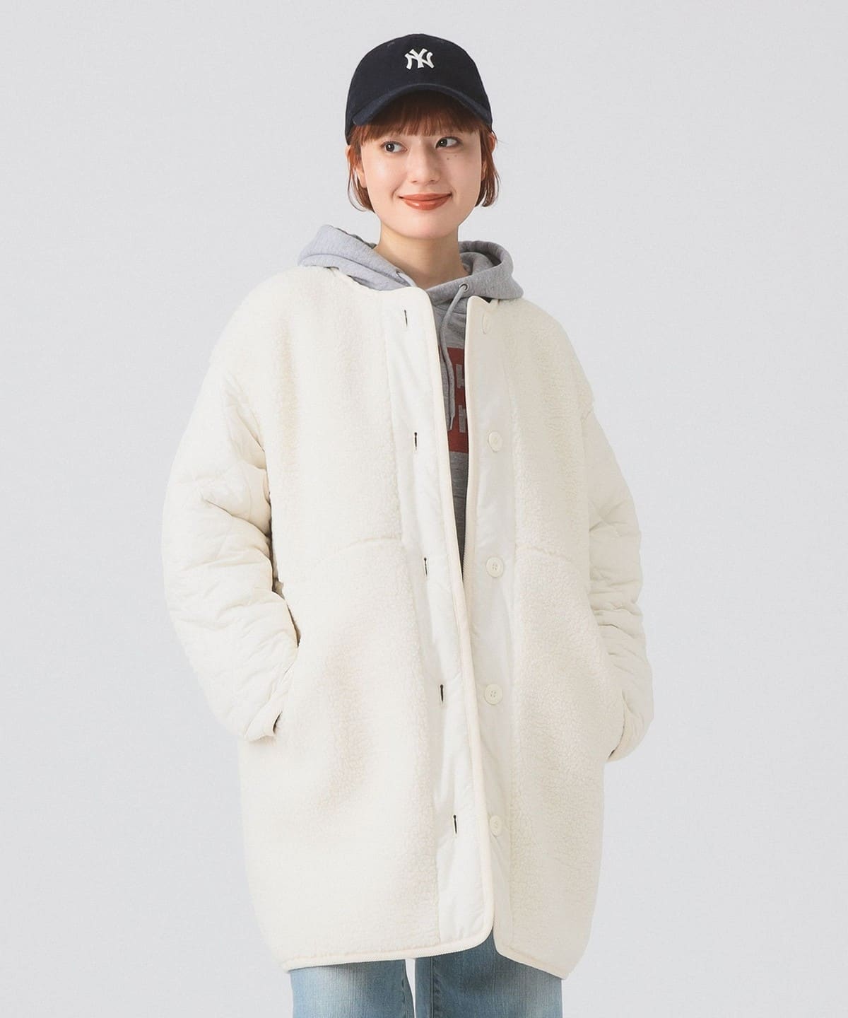 ✨美品Ray BEAMS レイビームス　Mボア切替コートジャケット Ray BEAMS（レイ ビームス）ボア キルト リバーシブル コート