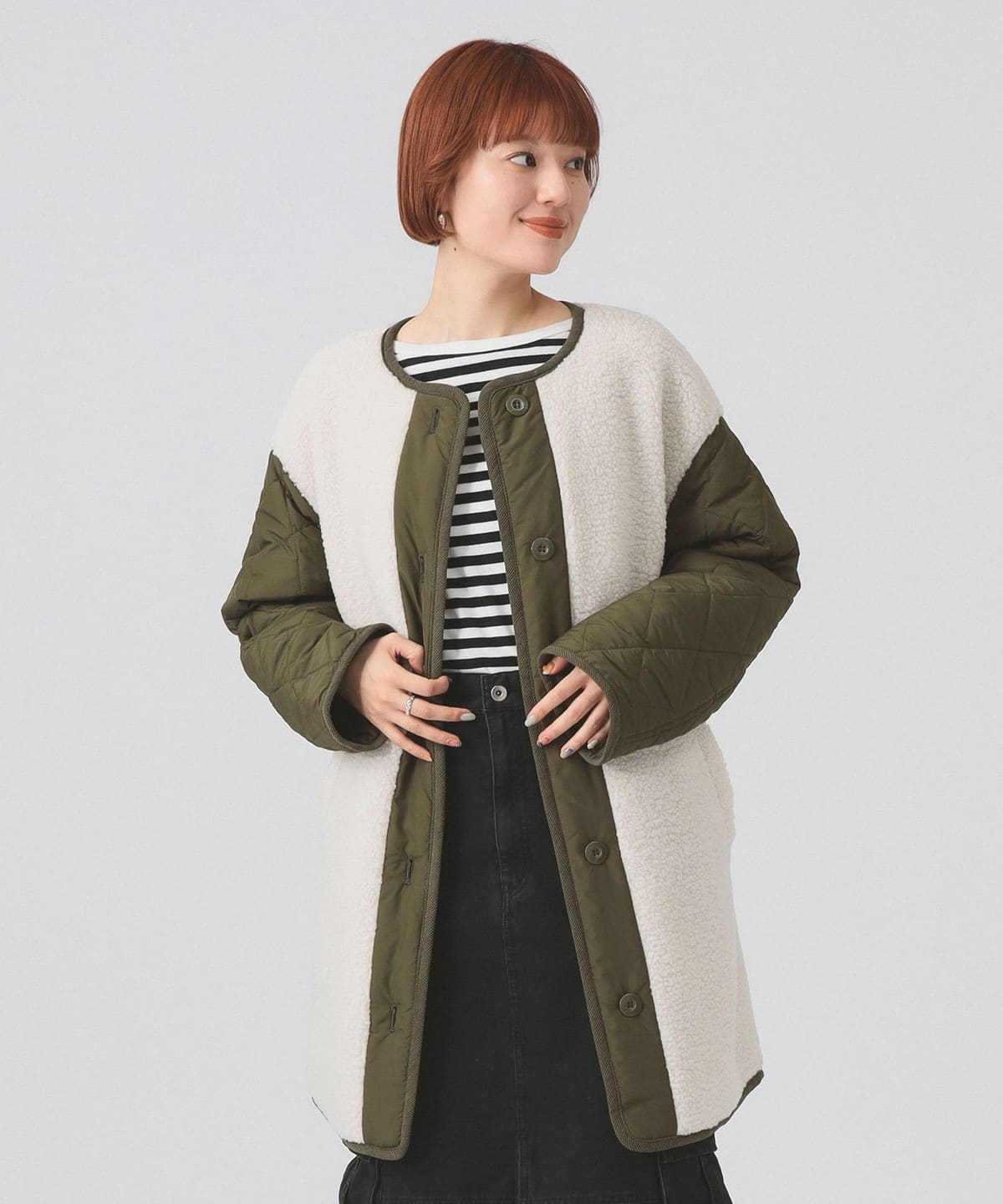 ボア キルト リバーシブル コート コート WOMEN OLIVE 1 ボア キルト リバーシブル コート コート WOMEN OLIVE 1