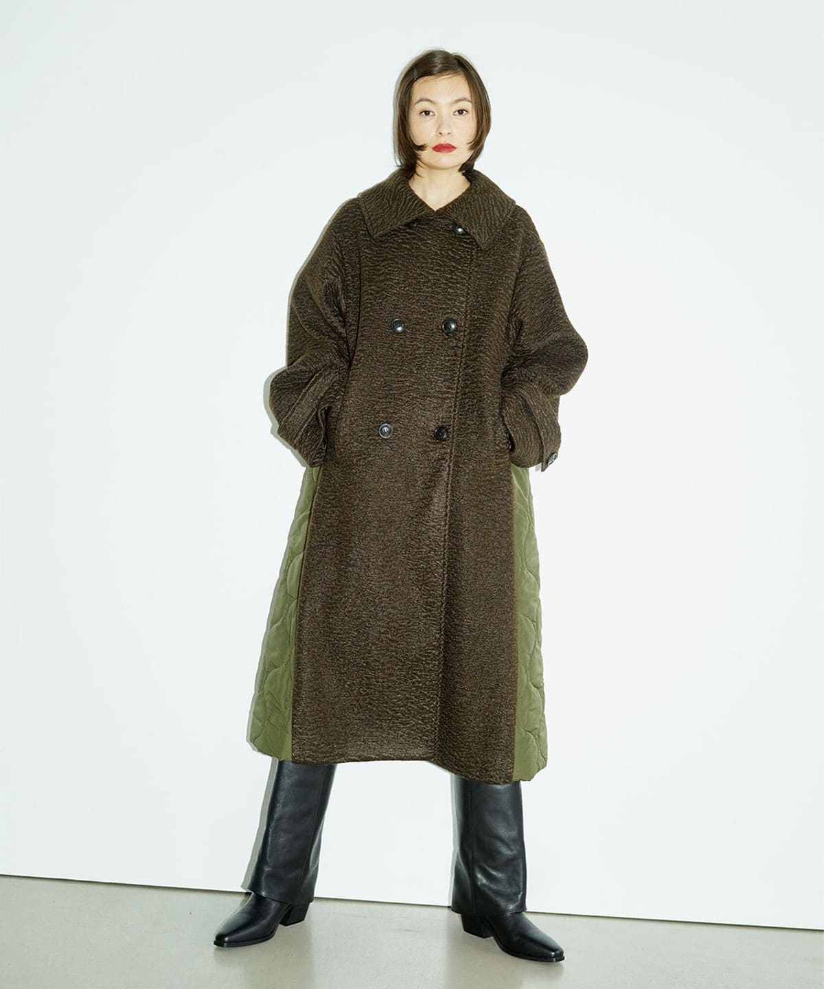 RBS アールビーエス / キルティング キリカエ コート コート WOMEN BROWN ONE SIZE RBS アールビーエス / キルティング キリカエ コート コート WOMEN BROWN ONE SIZE