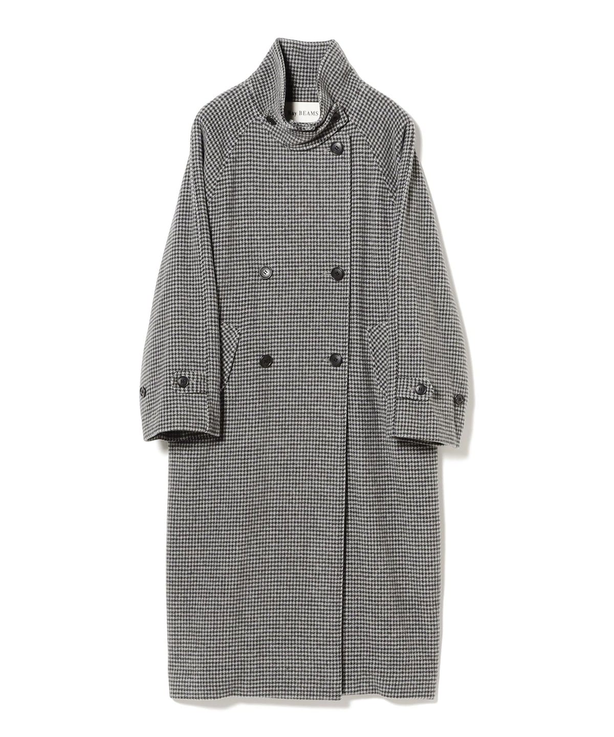 スタンドカラー ダブル コート コート WOMEN GREY CHECK 0 スタンドカラー ダブル コート コート WOMEN GREY CHECK 0