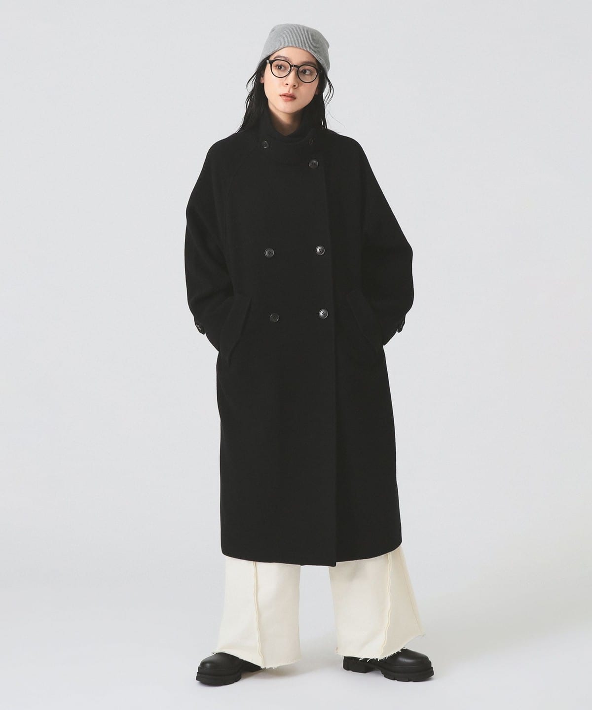 Ray BEAMS（レイ ビームス）スタンドカラー ダブル コート（コート