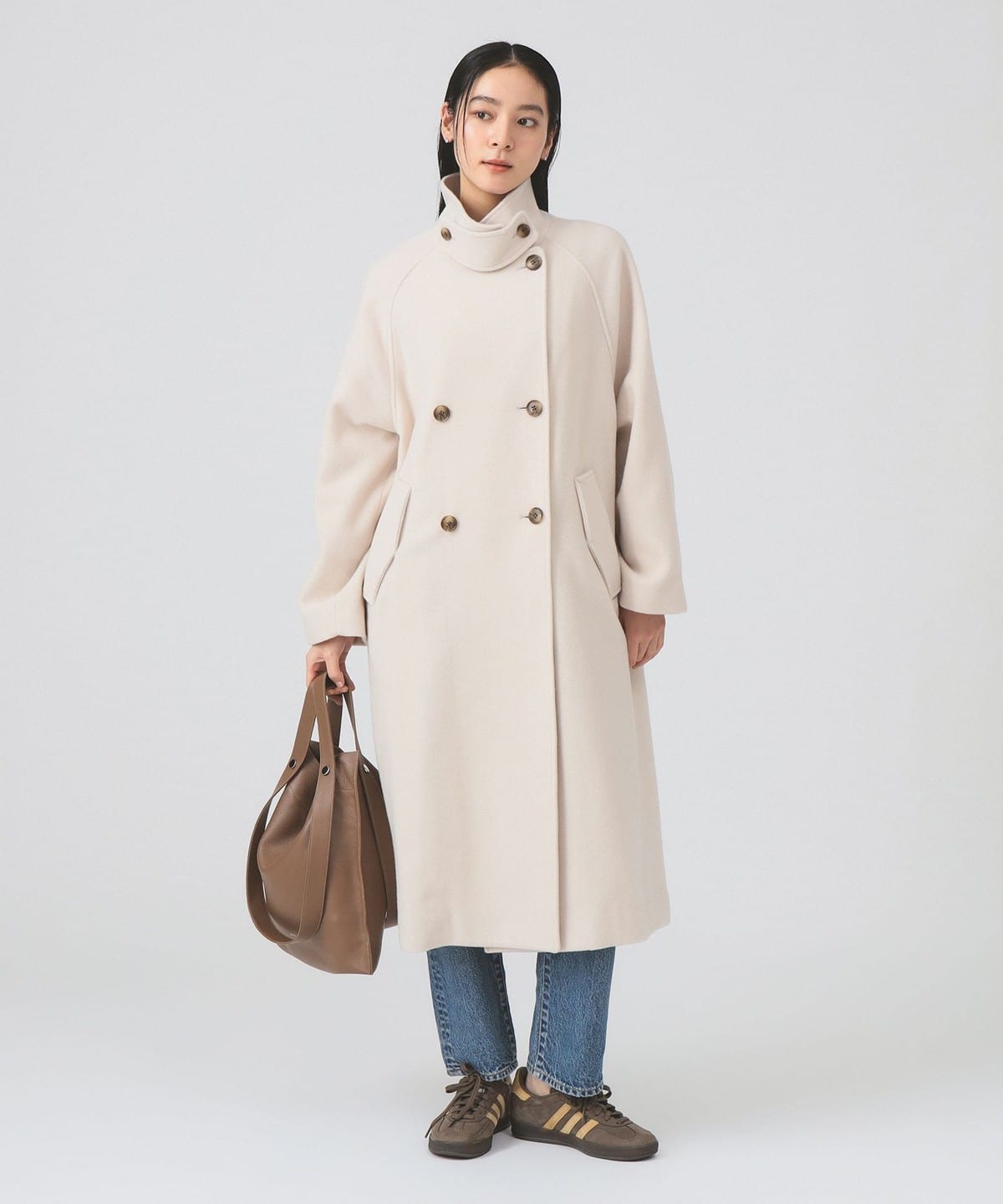Ray BEAMS Ray BEAMS Time Sale] Stand Collar Double Coat (Coat