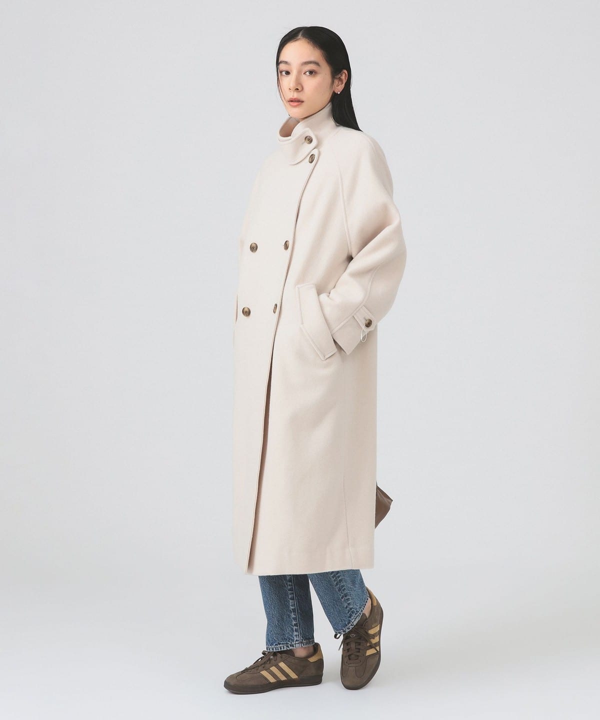 Ray BEAMS（レイ ビームス）スタンドカラー ダブル コート（コート