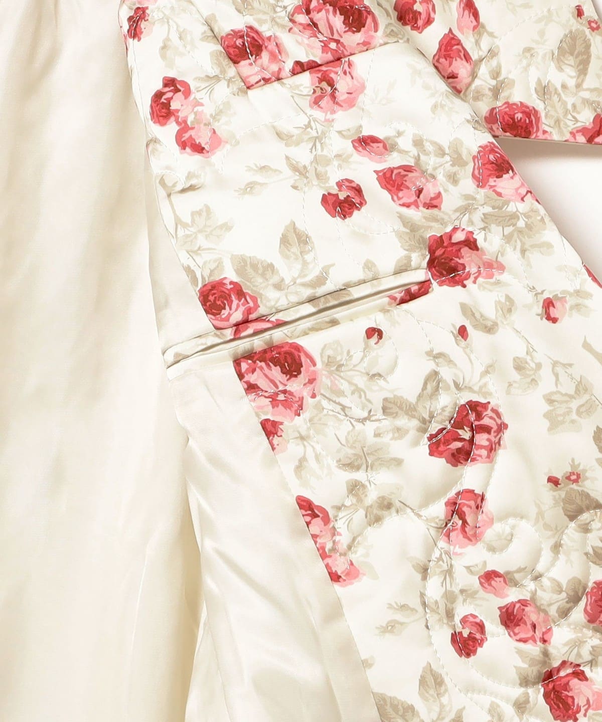 ☆Ray BEAMS☆【新品未使用】花柄　ラビットファーコート ノーカラー♡ キルティング ノーカラー ブルゾン（ブルゾン）｜Ray BEAMS