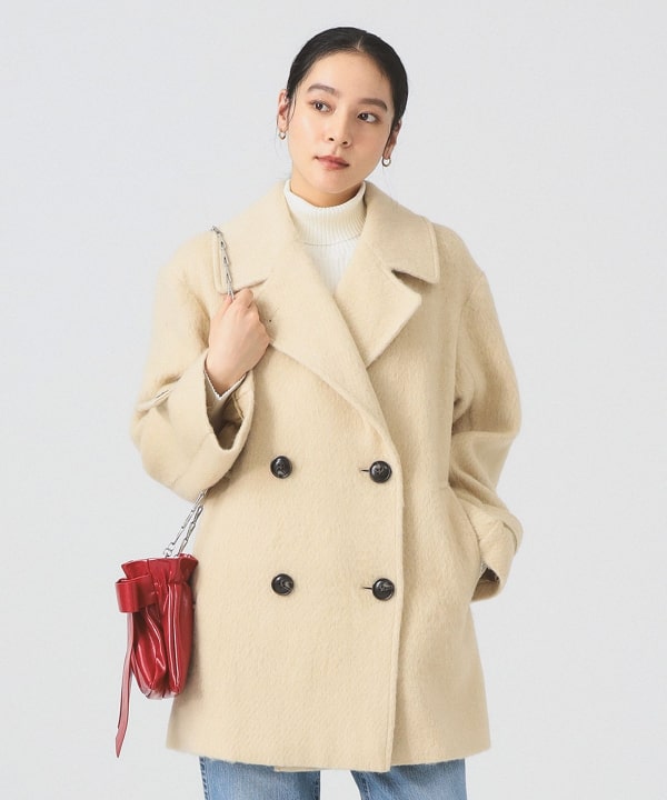 【新品】Ray BEAMS ネイビー　ウール　Aラインドルマンハーフコート Ray BEAMS（レイ ビームス）｜BEAMS