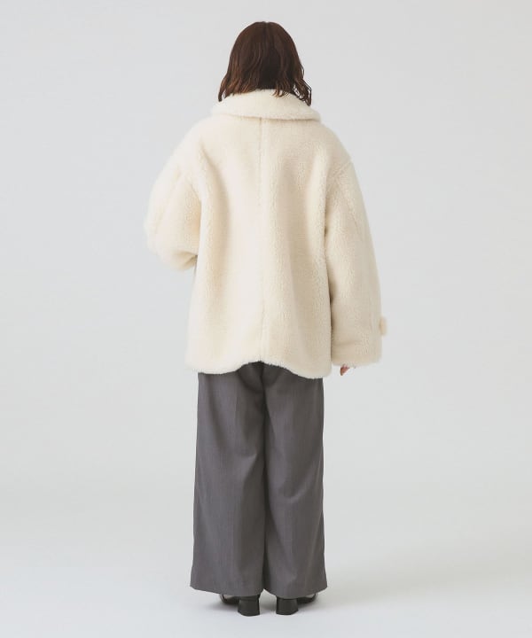 Ray BEAMS ブラックレザーボアコート レイビームスRay BEAMS 裏ボアレザージャケット 焦げ茶M位 (K