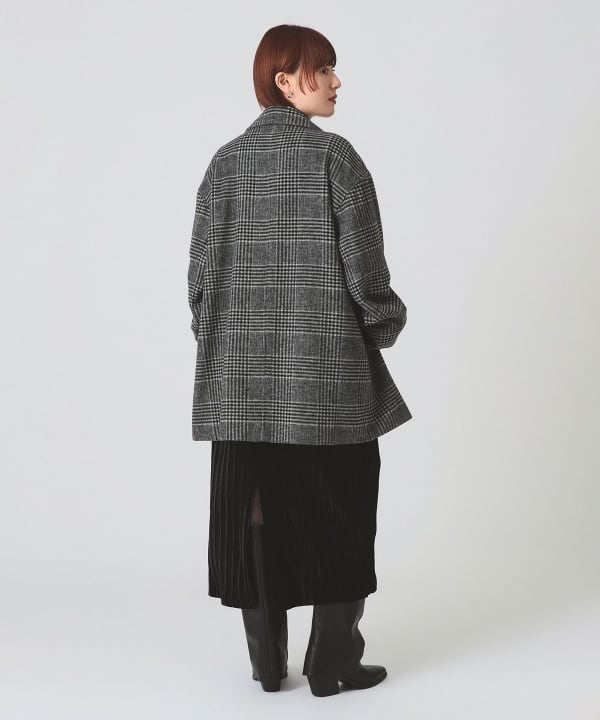 beams ray beams チェックダブルハーフコート Ray BEAMS コート アウター チェック ビーバー ダブル ハーフコート