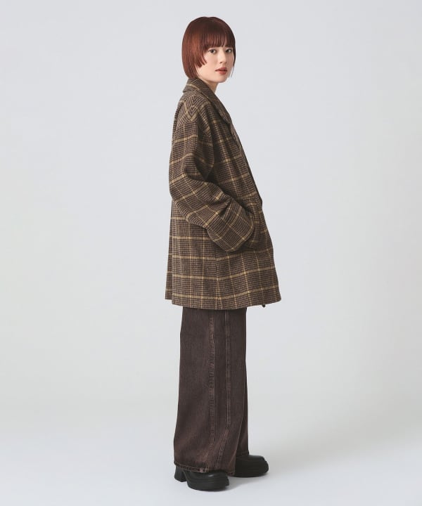 beams ray beams チェックダブルハーフコート Ray BEAMS（レイ ビームス）チェック ビーバー ダブル ハーフ