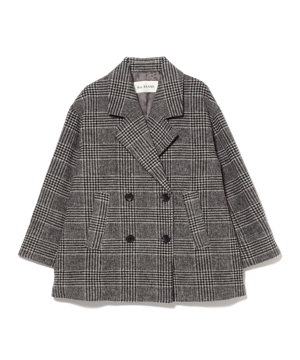 チェック ビーバー ダブル ハーフコート コート WOMEN GREY 0 チェック ビーバー ダブル ハーフコート コート WOMEN GREY 0