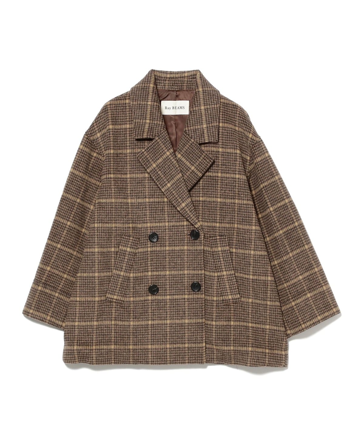 チェック ビーバー ダブル ハーフコート コート WOMEN BROWN 0 チェック ビーバー ダブル ハーフコート コート WOMEN BROWN 0