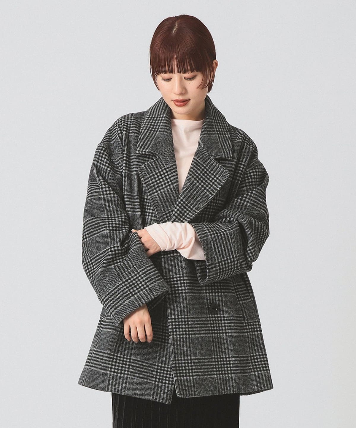 コート BEAMSraybeams チェックWハーフコート