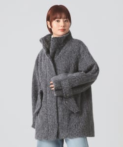 シャギー スタンドカラー ハーフ コート