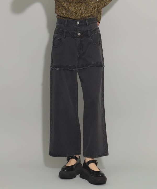 Ray BEAMS Ray BEAMS Time Sale] Double Waist Layered Denim