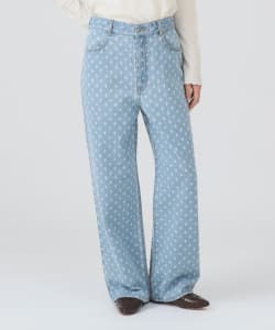 ジャカード デニム ストレート パンツ