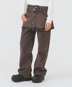 デニムスカート レイヤード パンツ