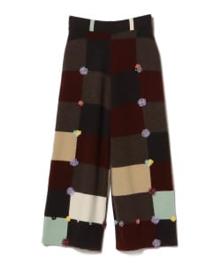 ○YanYan / Ribbon Flower Check Knit Pants