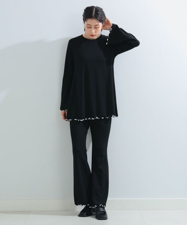 RAY BEAMS◇×FUMIE＝TANAKA/23AW/エンドフレアパンツ/2/ウール/BLK