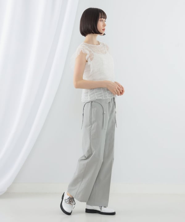 Ray BEAMS Ray BEAMS Belt Wide Pants (Pants, Casual Pants Ray BEAMS Ray BEAMS Belt Wide Pants (Pants, Casual Pants