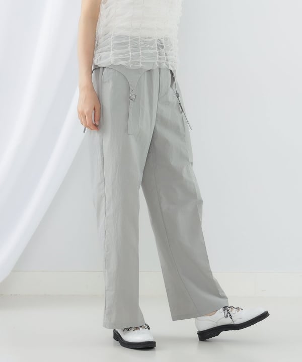 Ray BEAMS Ray BEAMS Belt Wide Pants (Pants, Casual Pants Ray BEAMS Ray BEAMS Belt Wide Pants (Pants, Casual Pants