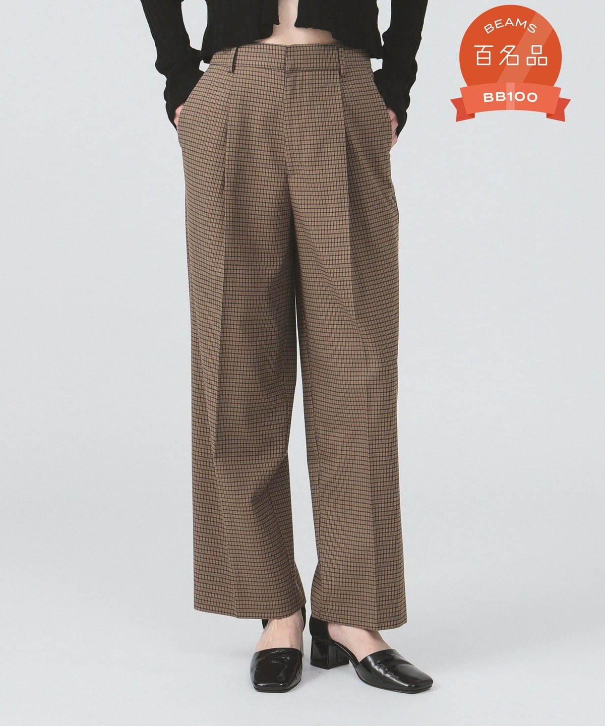 チェック 1タック パンツ パンツ WOMEN BROWN 0 チェック 1タック パンツ パンツ WOMEN BROWN 0