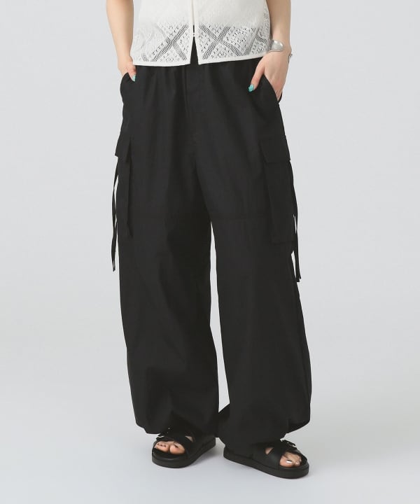 Ray BEAMS スラックス パンツ スリット レース ワイド