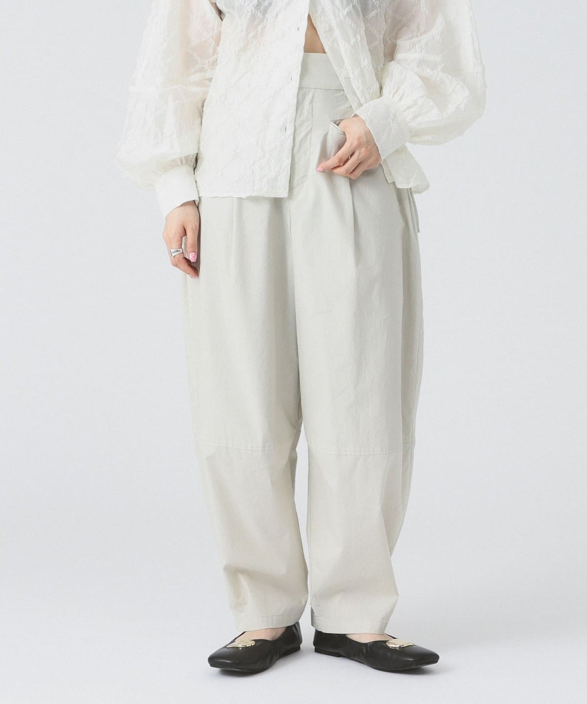 RBS アールビーエス / サイドリボン コクーンパンツ パンツ WOMEN IVORY 1 RBS アールビーエス / サイドリボン コクーンパンツ パンツ WOMEN IVORY 1