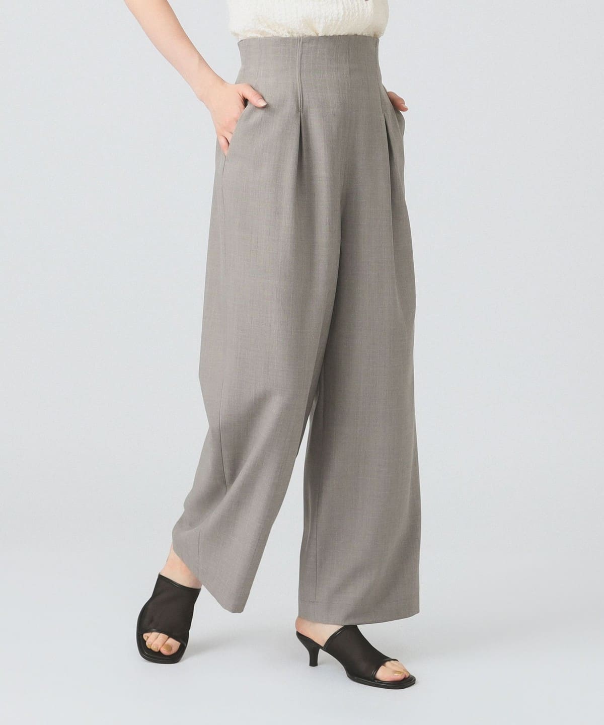 ハイウエスト ワイド パンツ パンツ WOMEN GREY 1 ハイウエスト ワイド パンツ パンツ WOMEN GREY 1