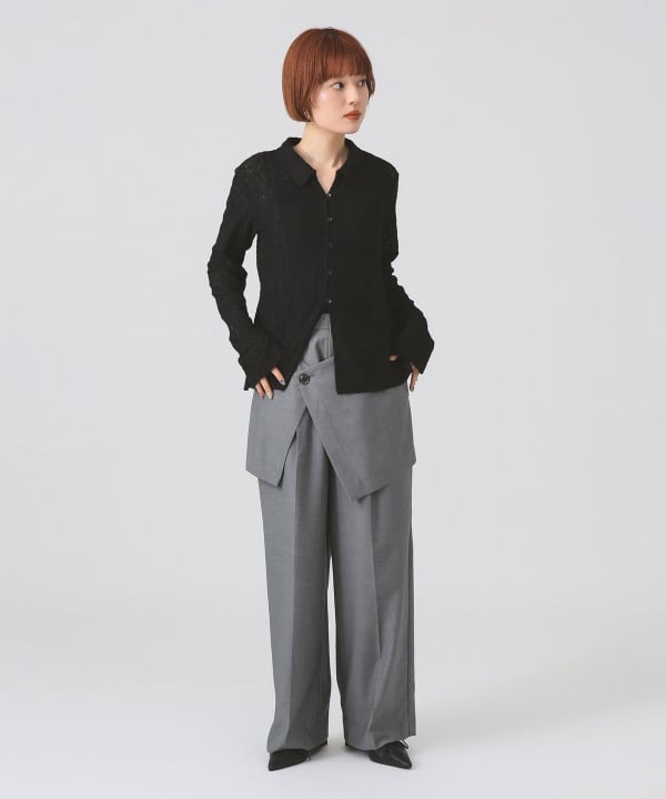 『RAY BEAMS 』レイビームス　セットアップ 　紺ブレ・ワイドパンツ Ray BEAMS（レイ ビームス）フロント ラップ ワイド パンツ