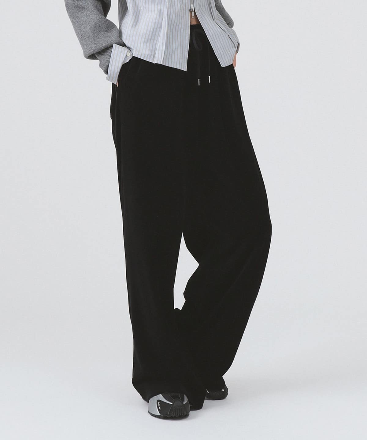 ベロア ワイド スウェット パンツ パンツ WOMEN BLACK 1 ベロア ワイド スウェット パンツ パンツ WOMEN BLACK 1