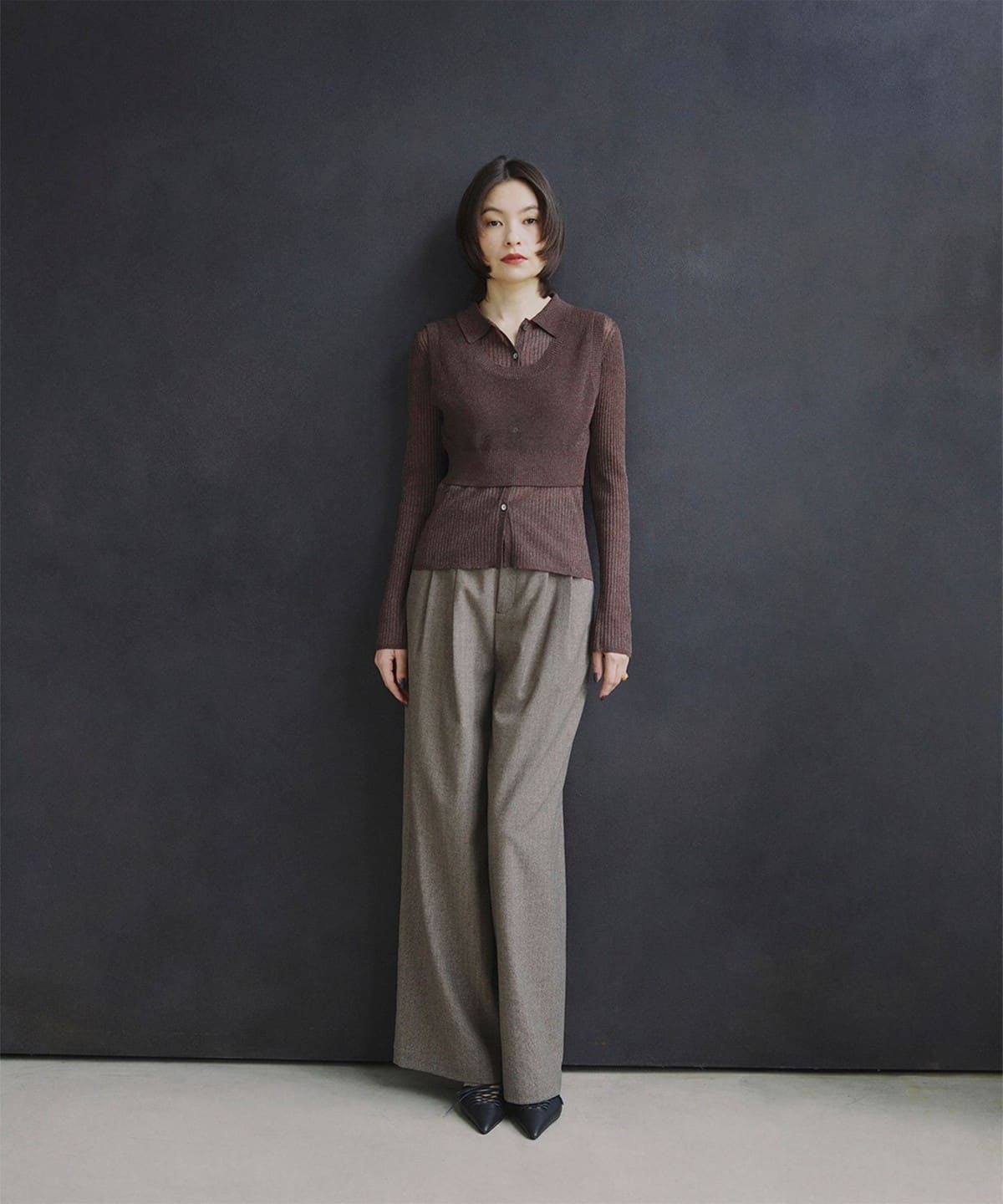 RBS アールビーエス / ヘリンボーン ワイド パンツ パンツ WOMEN BROWN 1 RBS アールビーエス / ヘリンボーン ワイド パンツ パンツ WOMEN BROWN 1