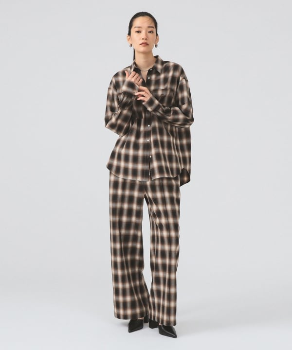 BEAMS　　チェックワイドパンツ Ray BEAMS（レイ ビームス）オンブレチェック ワイド パンツ