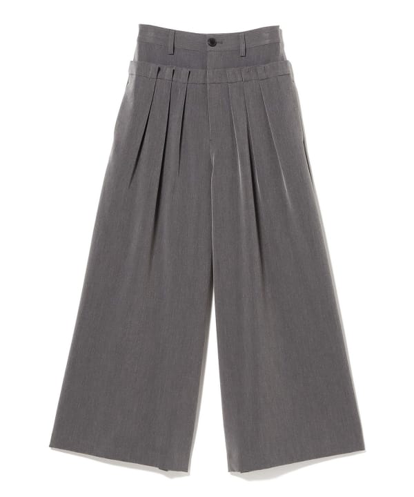 Double-waisted, pleated wide-leg pants