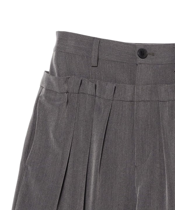 Double-waisted, pleated wide-leg pants