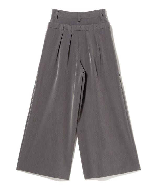 Double-waisted, pleated wide-leg pants