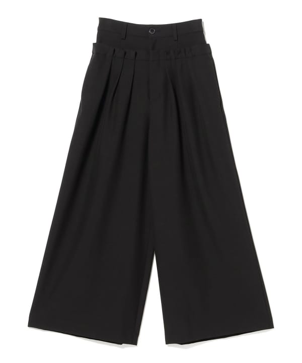 Double-waisted, pleated wide-leg pants