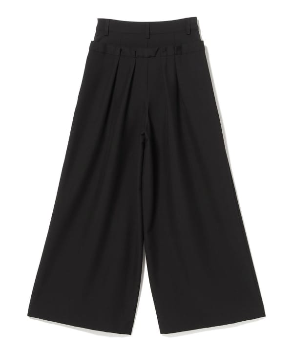 Double-waisted, pleated wide-leg pants