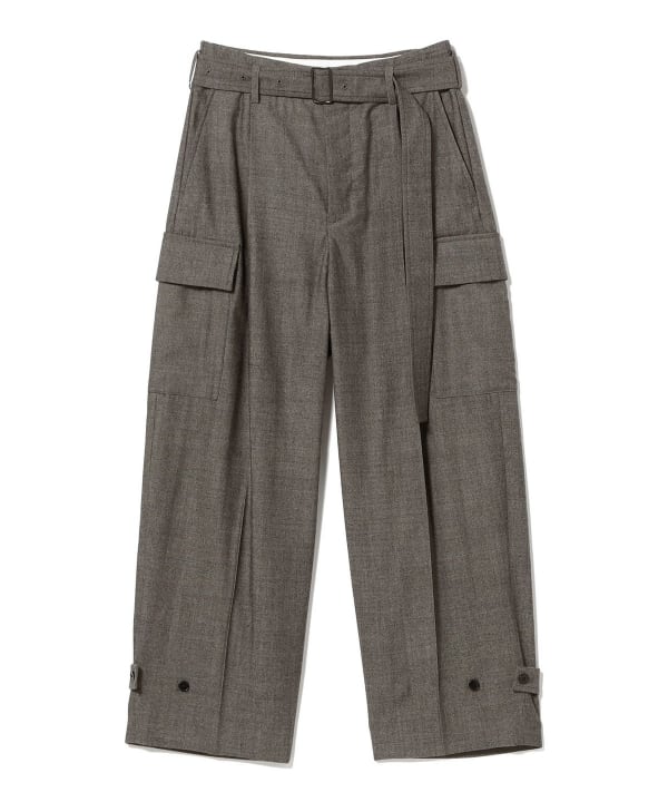 08sircus / Wool viscose chambray belted cargo pants