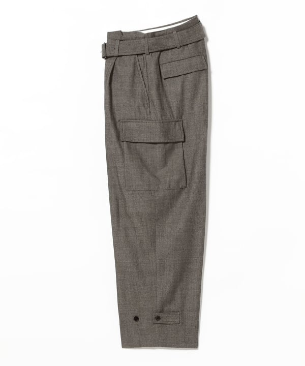 08sircus / Wool viscose chambray belted cargo pants