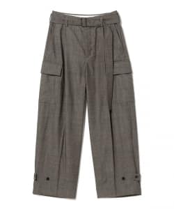 08sircus / Wool viscose chambray belted cargo pants