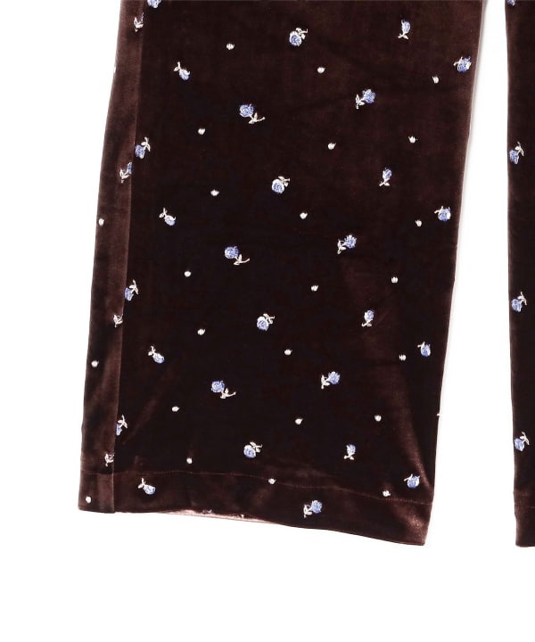 Embroidered Velour Easy Pants