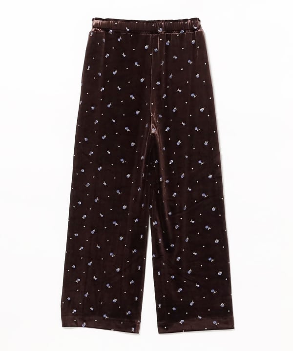 Embroidered Velour Easy Pants