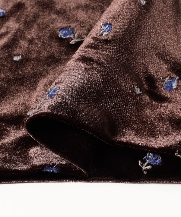 Embroidered Velour Easy Pants
