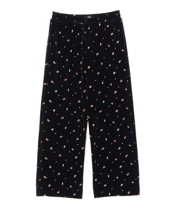 Embroidered Velour Easy Pants