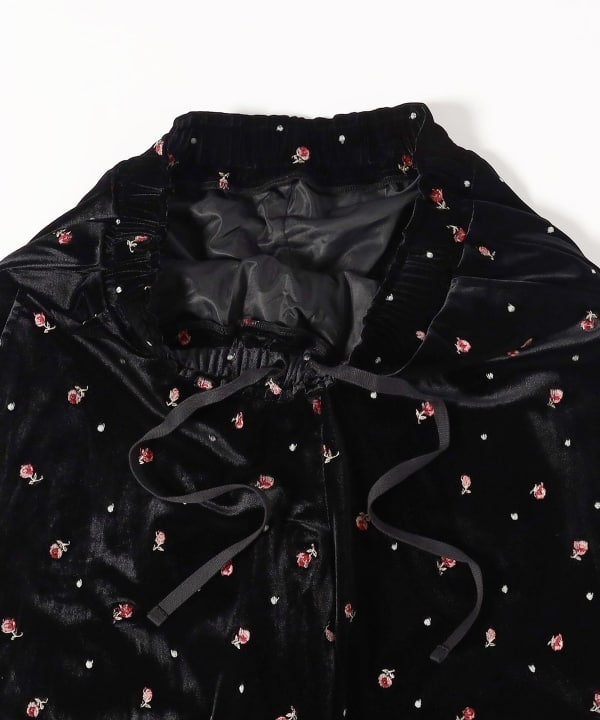 Embroidered Velour Easy Pants