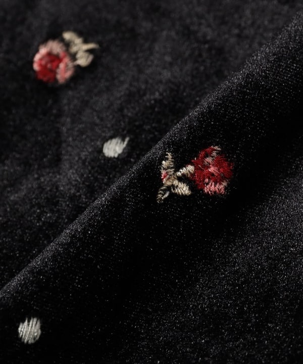 Embroidered Velour Easy Pants