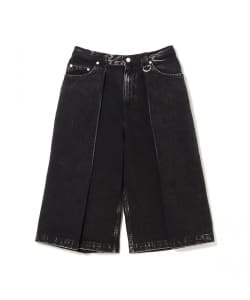 JOHN LAWRENCE SULLIVAN / WASHED DENIM TUCKED WIDE SHORTS