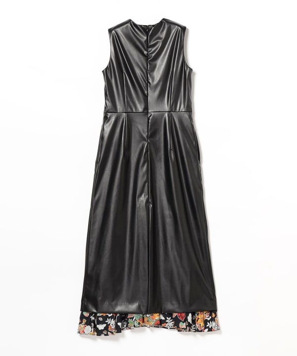 sawa takai / LEATHER SLIT LAYERED DRESS