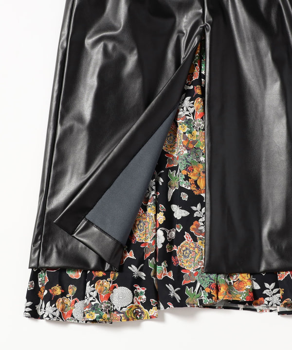 sawa takai / LEATHER SLIT LAYERED DRESS