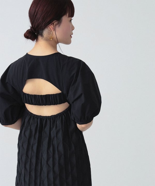 【美品】Ray BEAMS フクレジャカード キリカエ パフスリーブ ワンピース Ray BEAMS（レイ ビームス）フクレジャカード キリカエ
